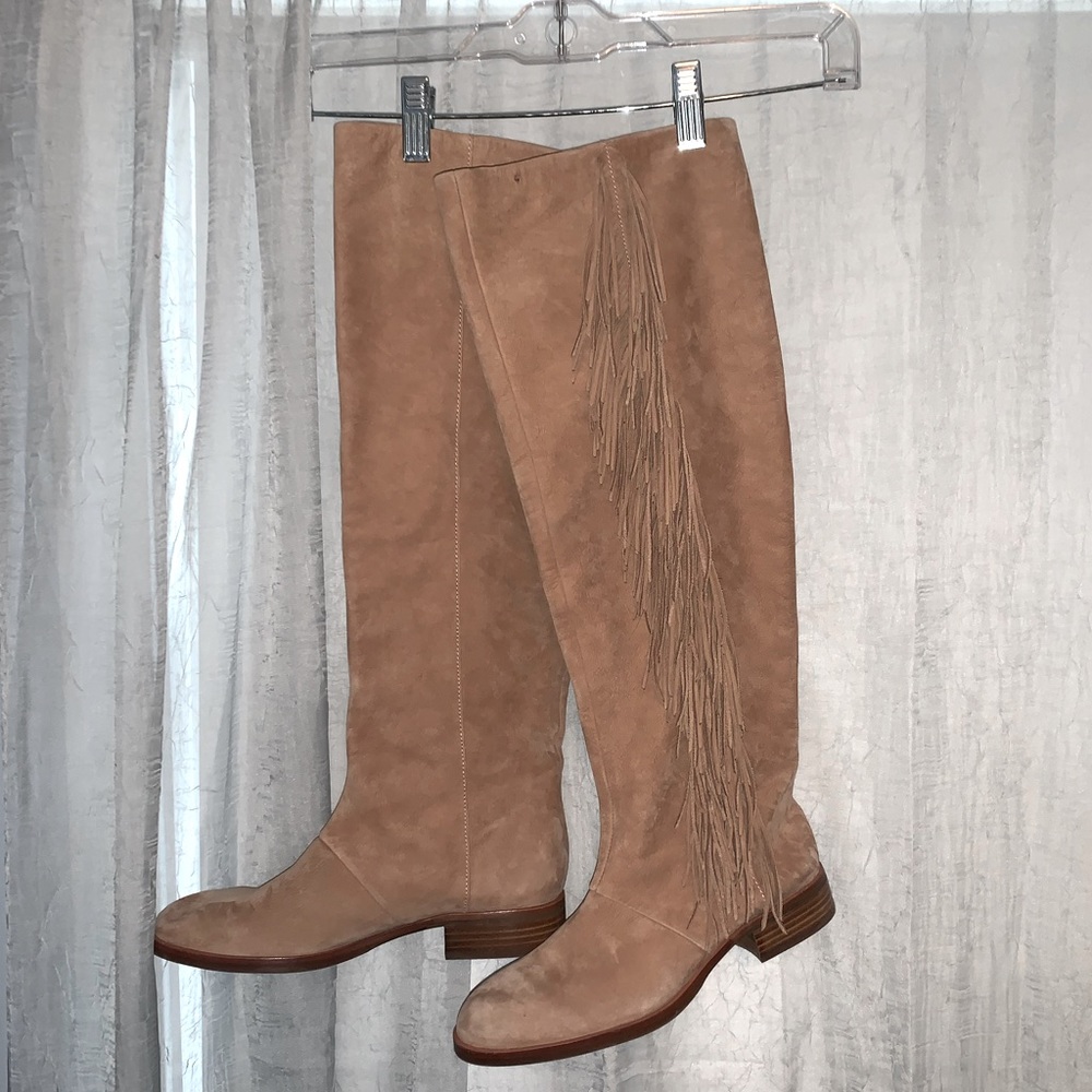 Knee-high fringe boots- never worn!